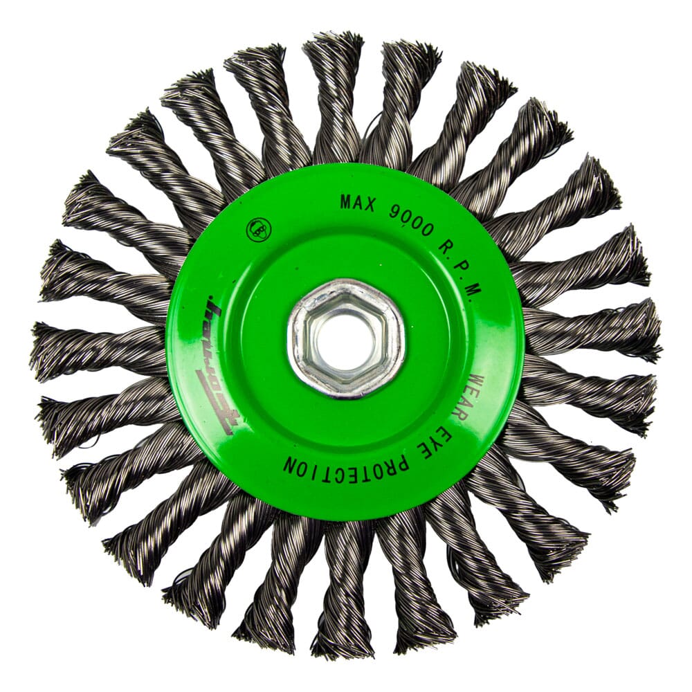 Wire Wheel, Knotted, 6 in x .020 in x 5/8 in-11 Arbor